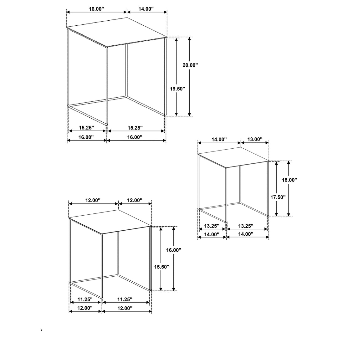 Imez 3-piece Rectangular Metal Nesting Table Grey