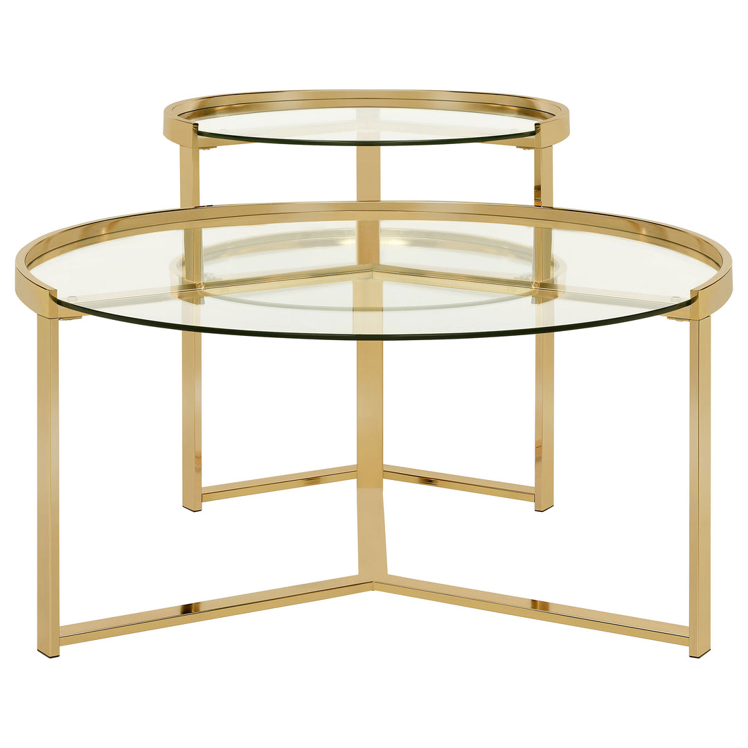 Delia 2-piece Round Nesting Table Clear and Gold