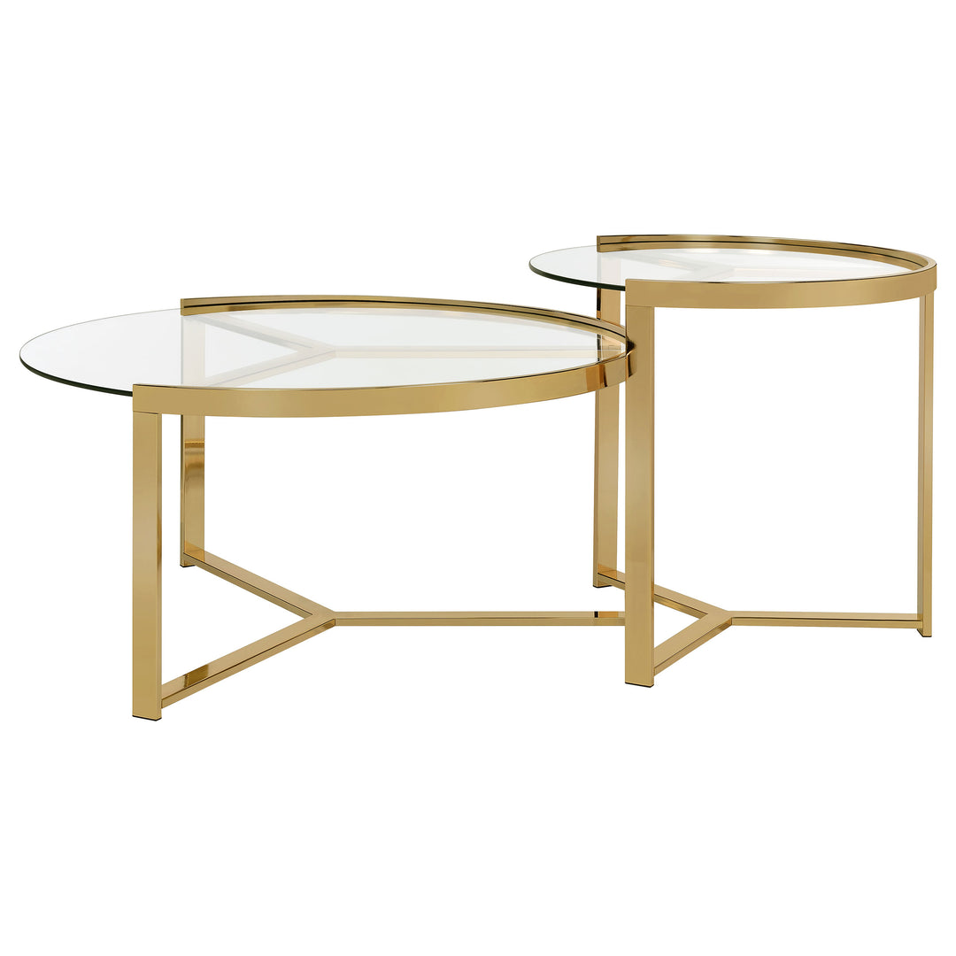 Delia 2-piece Round Nesting Table Clear and Gold