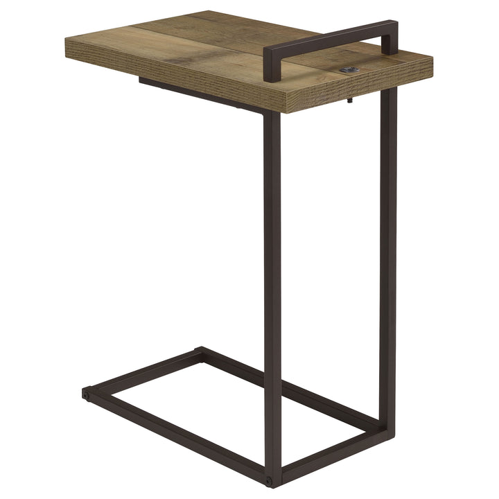 Maxwell Rectangular Top Accent Table with USB Port Weathered Pine