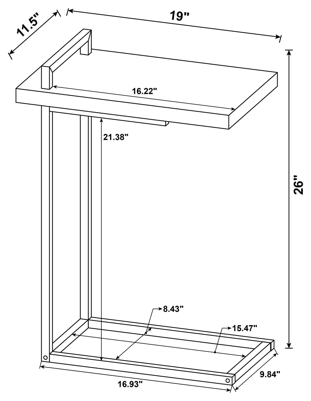 Maxwell Rectangular Top Accent Table with USB Port Weathered Pine