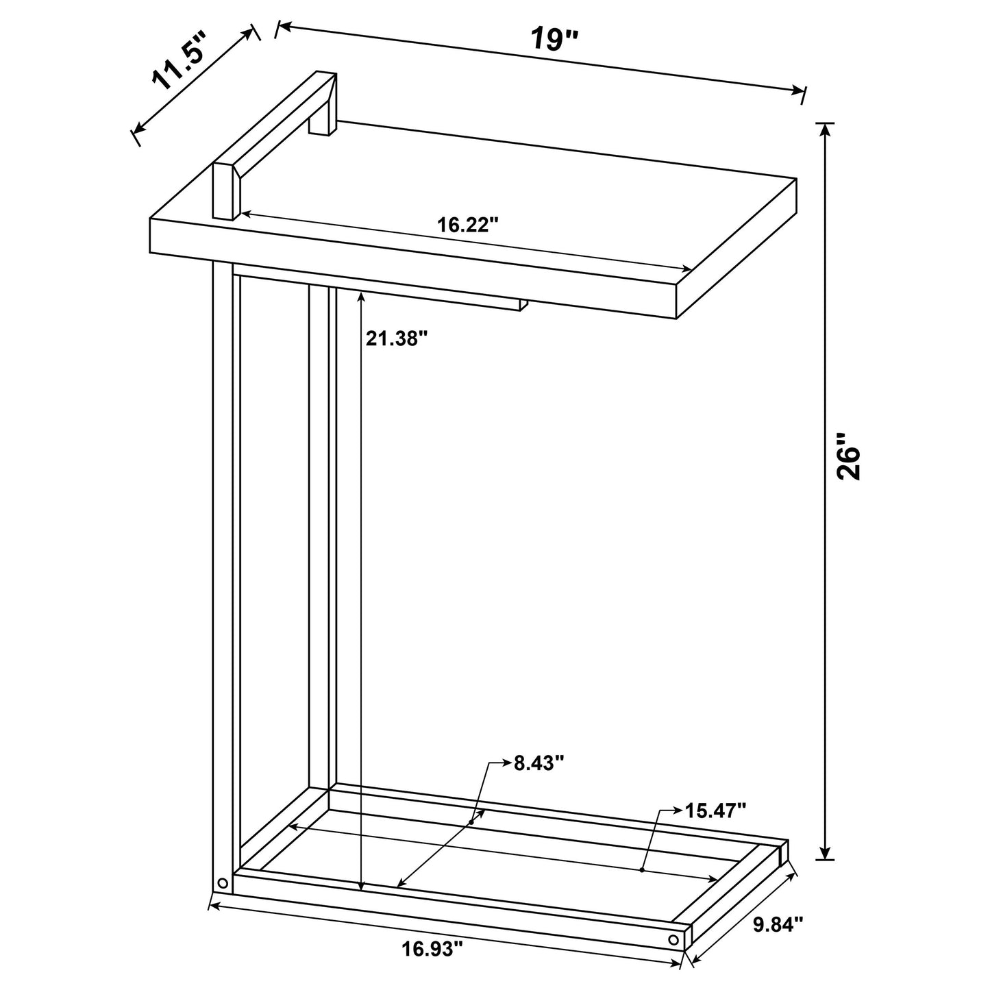 Maxwell C-shaped Accent Table with USB Charging Port