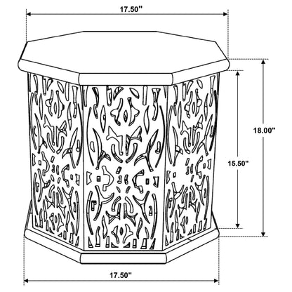 Torres Octagonal Solid Wood Side Table with Intricate Openwork Carvings Natural Brown