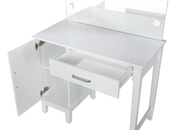 Elijah Vanity Set with Lighting & Stool White and Dark Grey