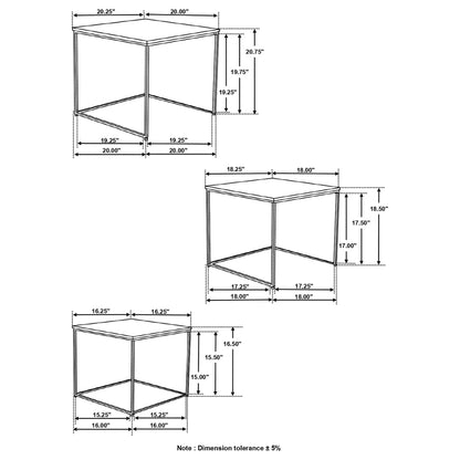 Belcourt 3-piece Square Nesting Tables Natural and Black