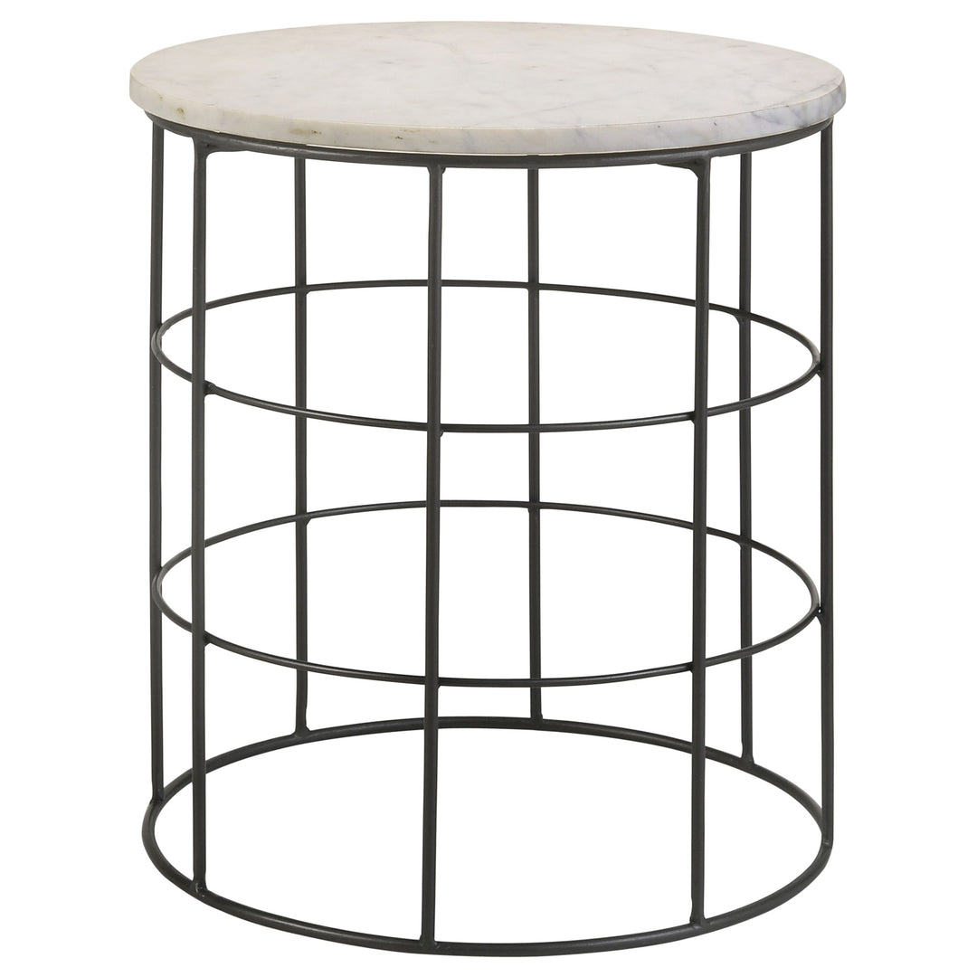 Halona Round Accent Table with Marble Top White