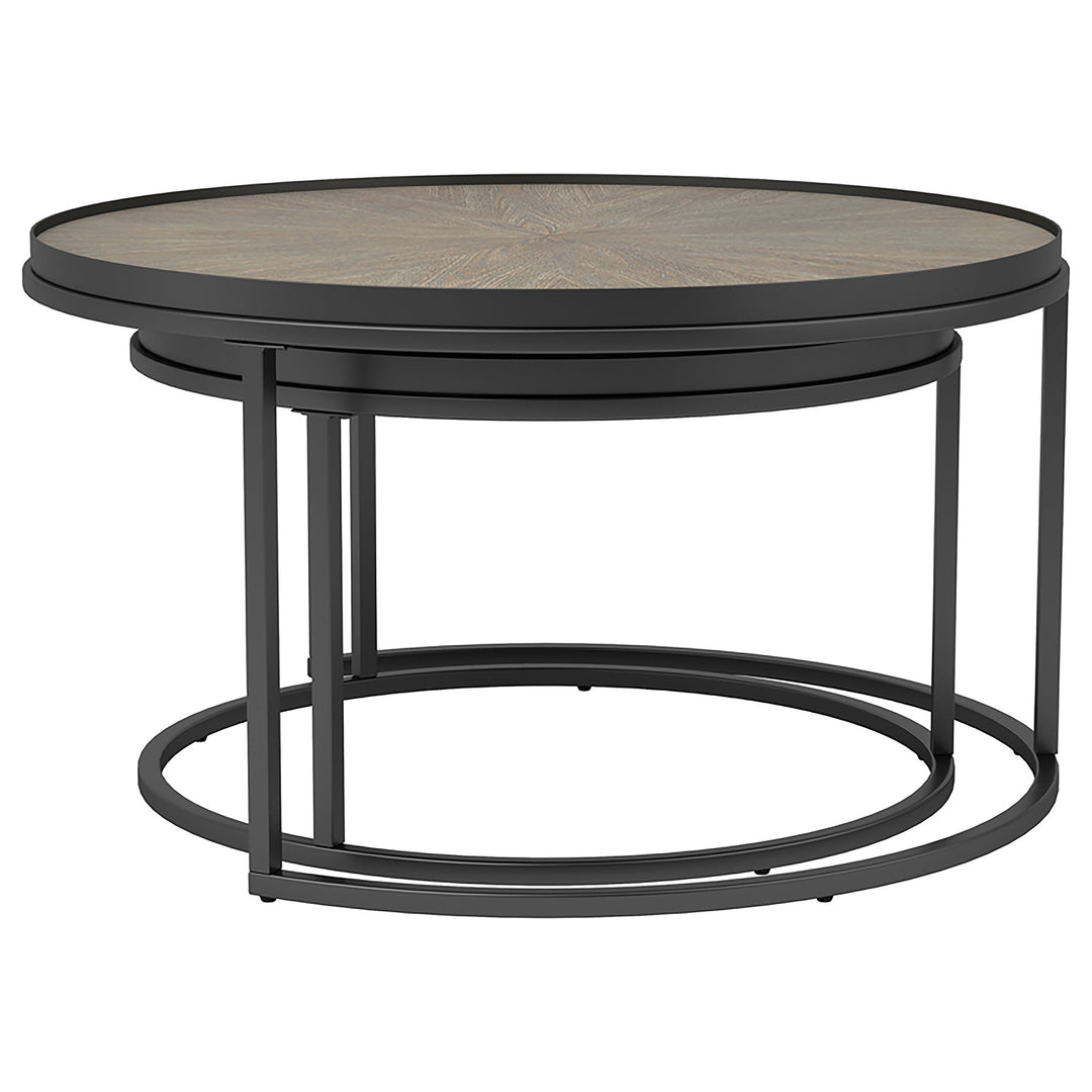 Rodrigo 2-piece Round Nesting Tables Weathered Elm