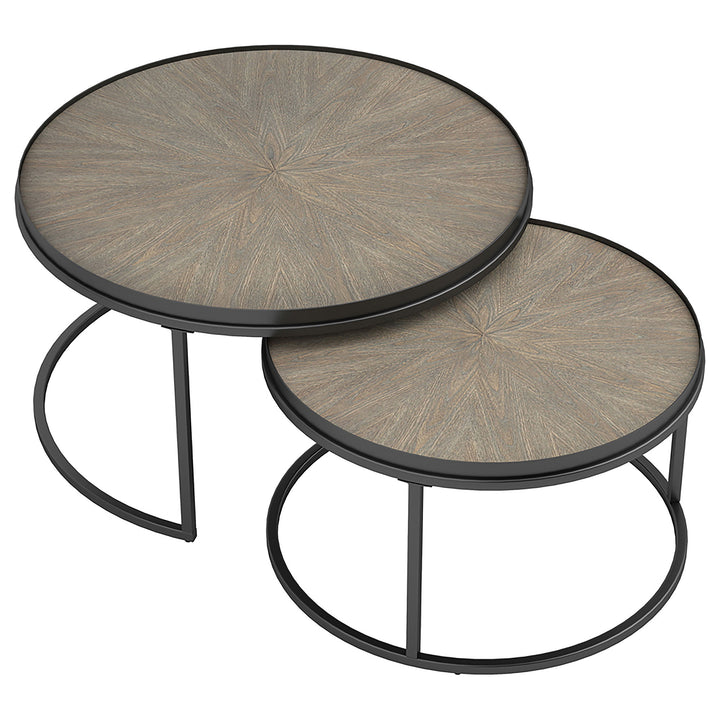 Rodrigo 2-piece Round Nesting Tables Weathered Elm