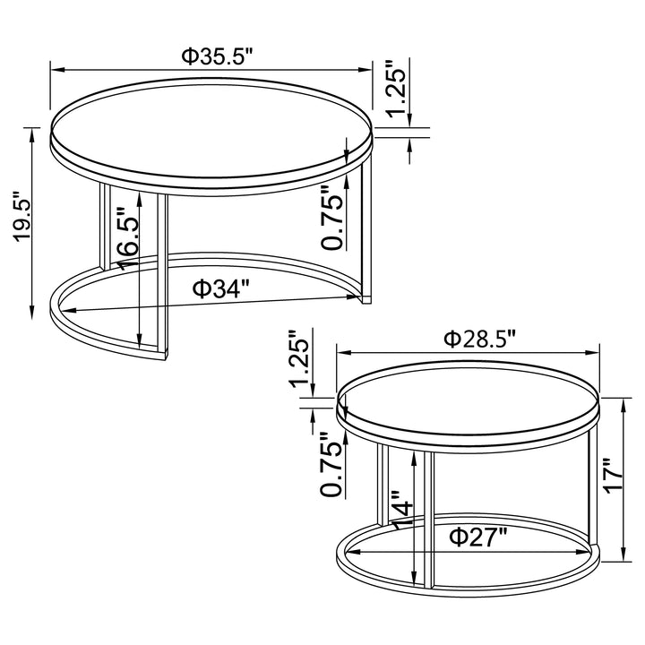 Rodrigo 2-piece Round Nesting Tables Weathered Elm