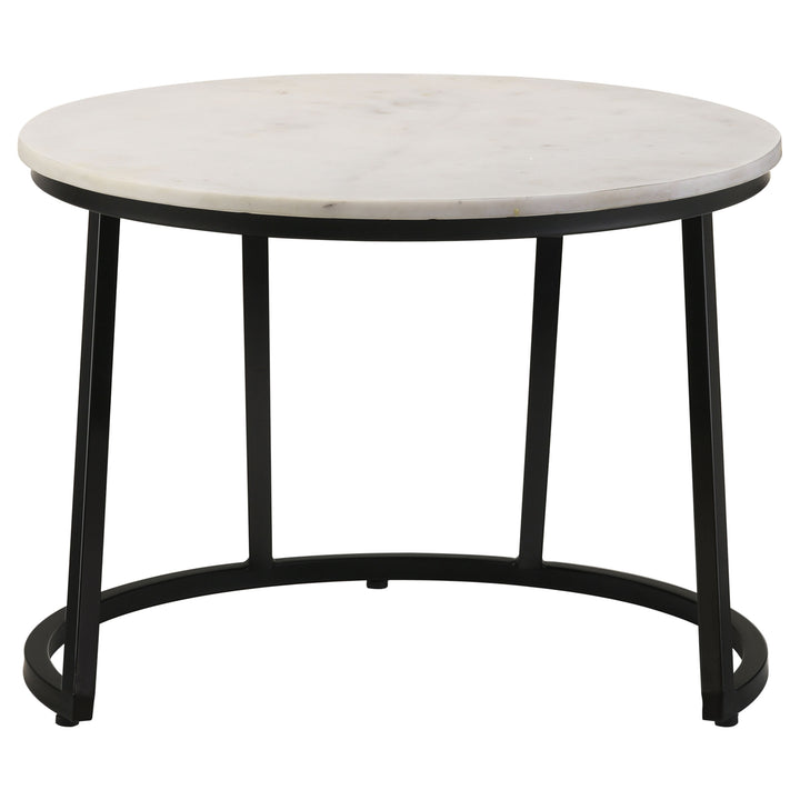 Miguel Round Accent Table with Marble Top White and Black