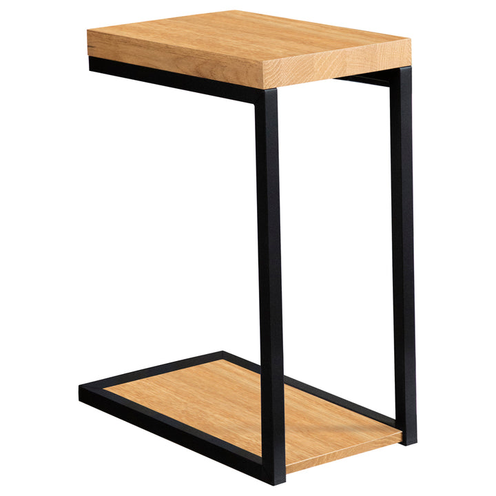 Beck C-Shape Snack Table Black and Golden Oak