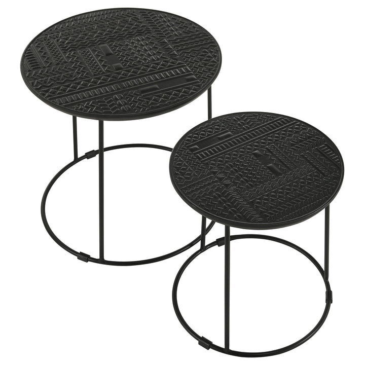 Loannis 2-piece Round Nesting Table Matte Black