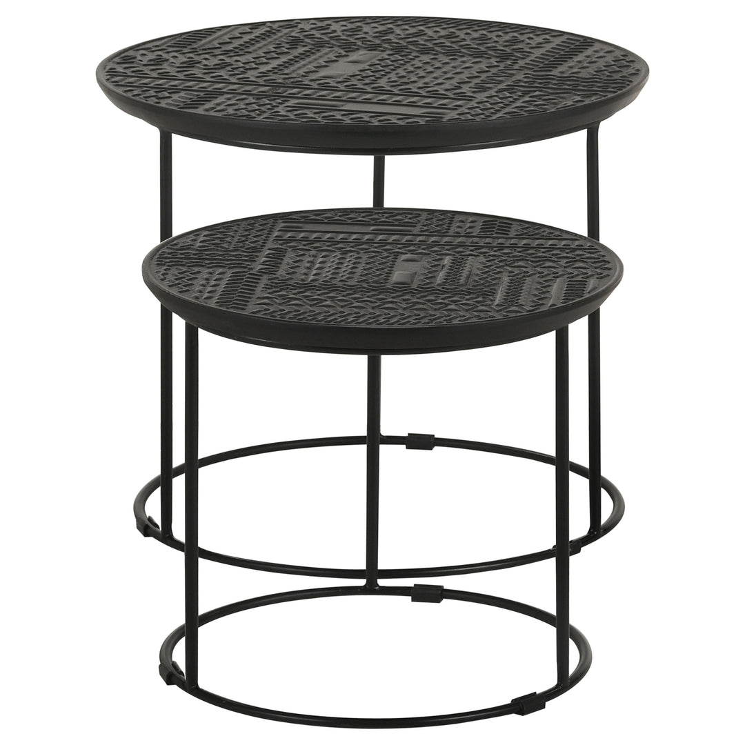 Loannis 2-piece Round Nesting Table Matte Black