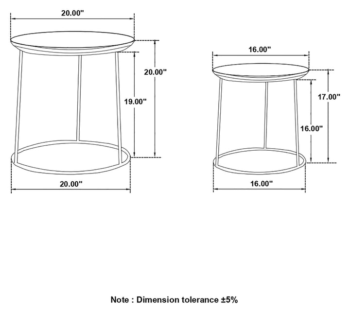 Loannis 2-piece Round Nesting Table Matte Black