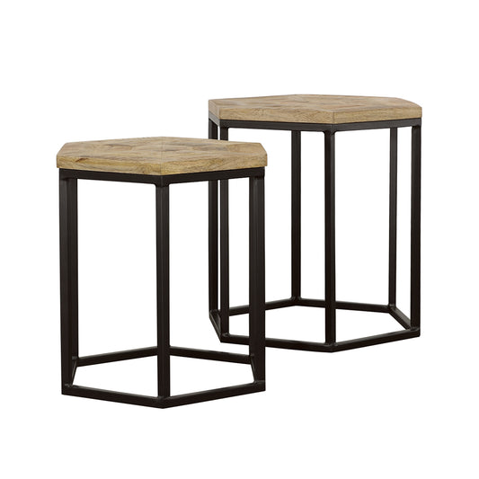 Adger 2-piece Hexagon Nesting Tables Natural and Black