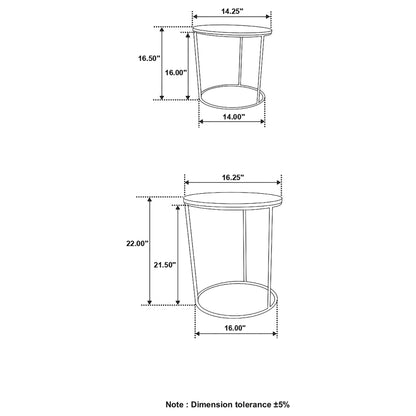 Vivienne 2-piece Round Marble Top Nesting Tables White and Gold