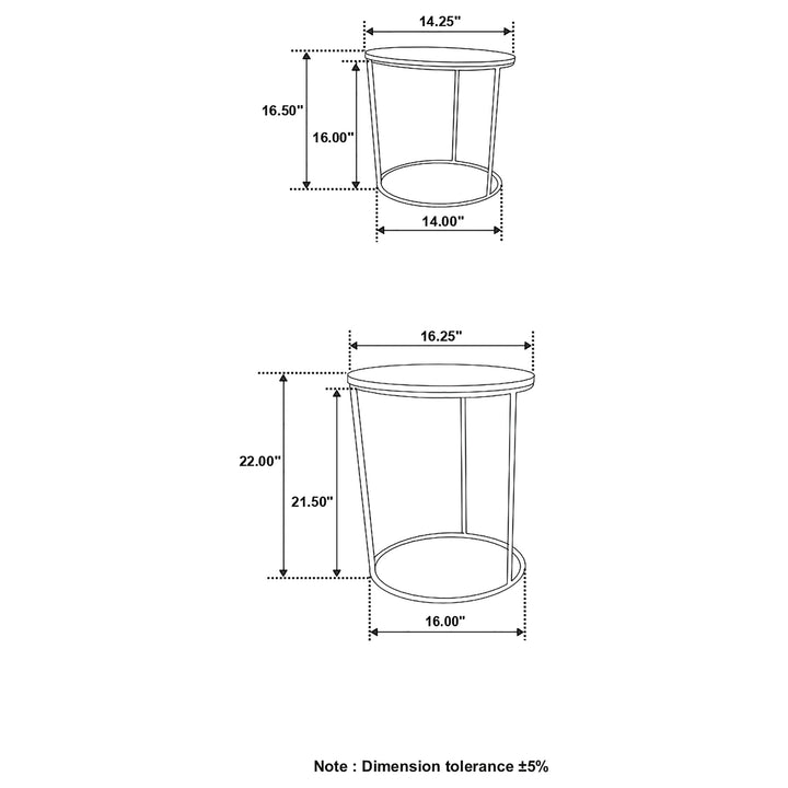 Vivienne 2-piece Round Marble Top Nesting Tables White and Gold