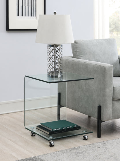 C-shaped Accent Table with Casters Clear