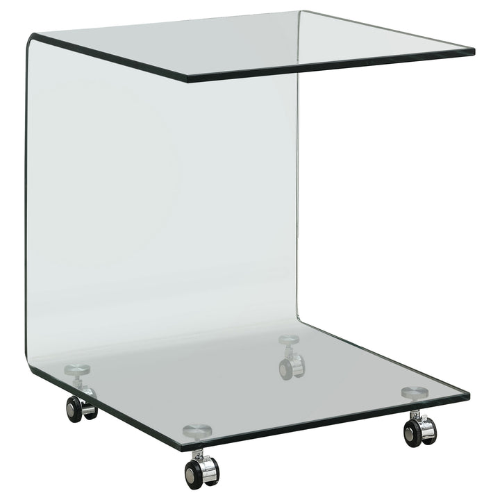 C-shaped Accent Table with Casters Clear