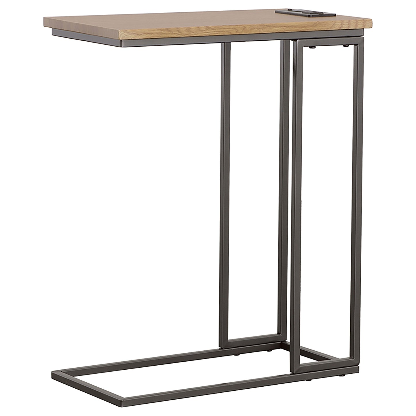 Rudy Snack Table with Power Outlet Gunmetal and Natural