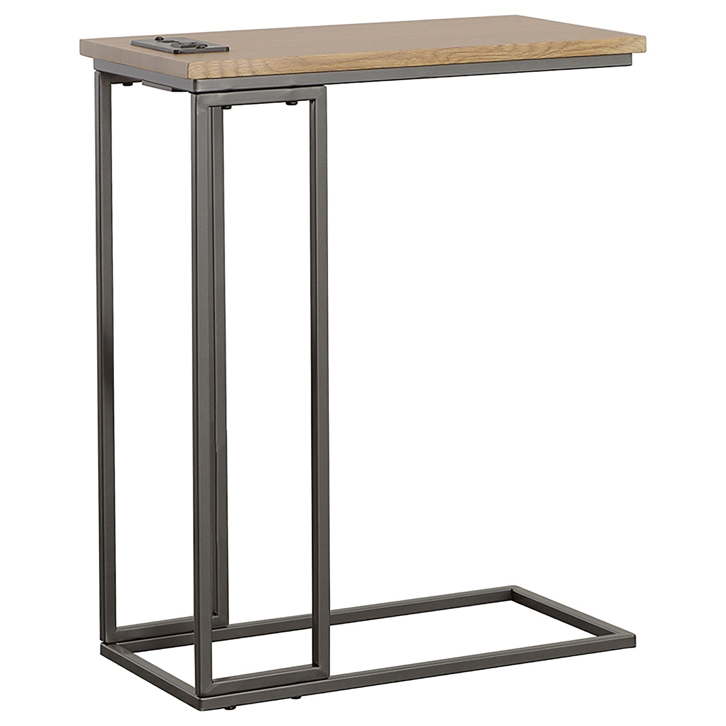 Rudy Snack Table with Power Outlet Gunmetal and Natural