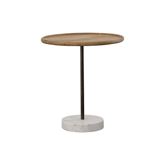 Ginevra Round Wooden Top Accent Table Natural and White