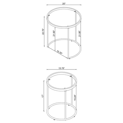 Maylin 2-piece Round Glass Top Nesting Tables Gold