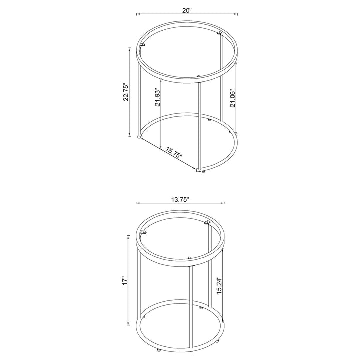 Maylin 2-piece Round Glass Top Nesting Tables Gold