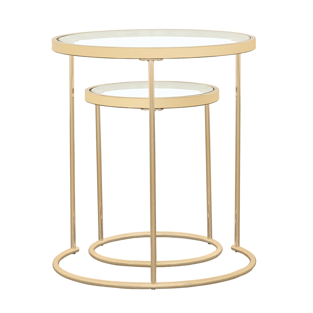 Maylin 2-piece Round Glass Top Nesting Tables Gold