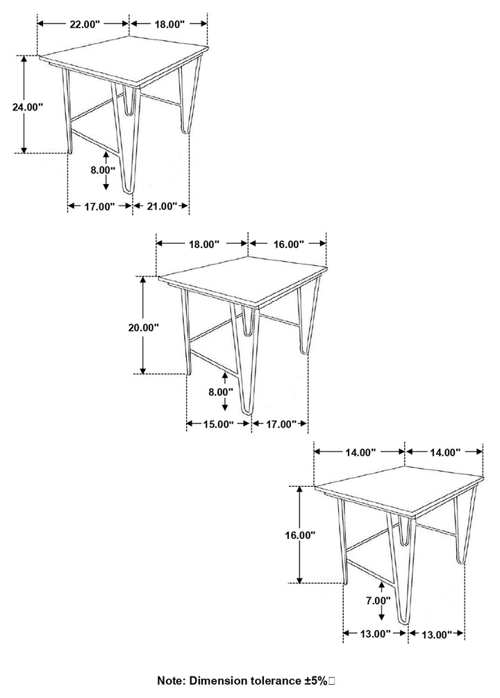 Nayeli 3-piece Nesting Table with Hairpin Legs Natural and Black