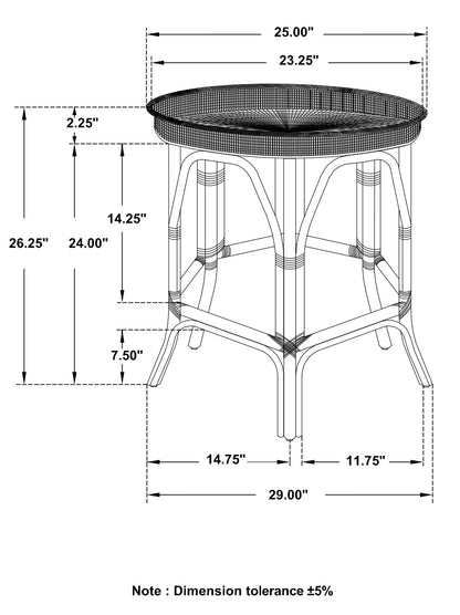 Antonio Round Rattan Tray Top Accent Table Black