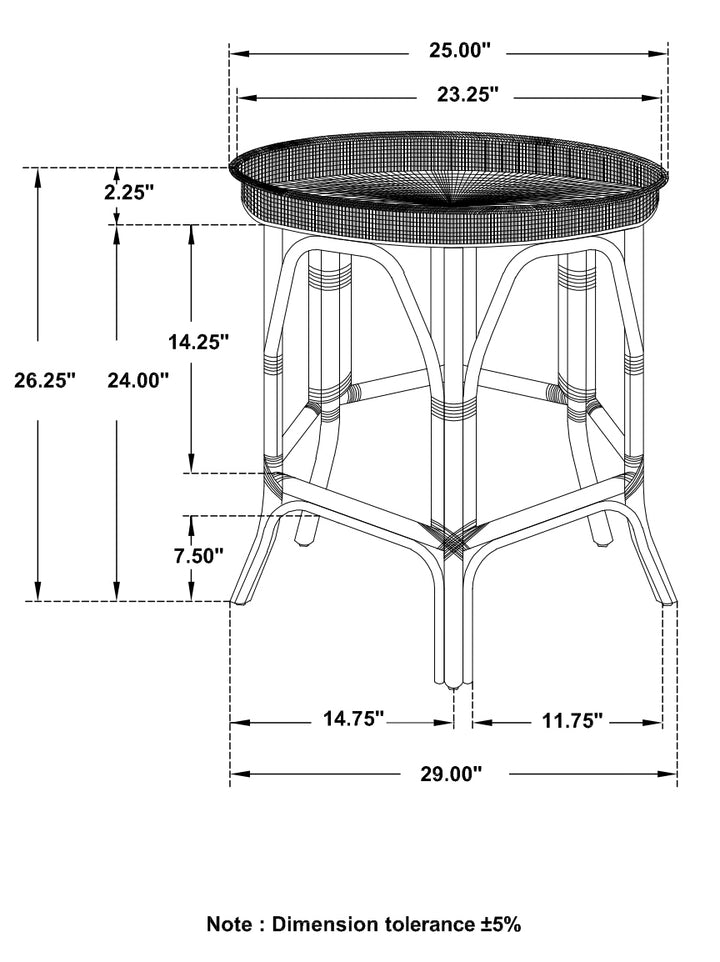 Antonio Round Rattan Tray Top Accent Table Black