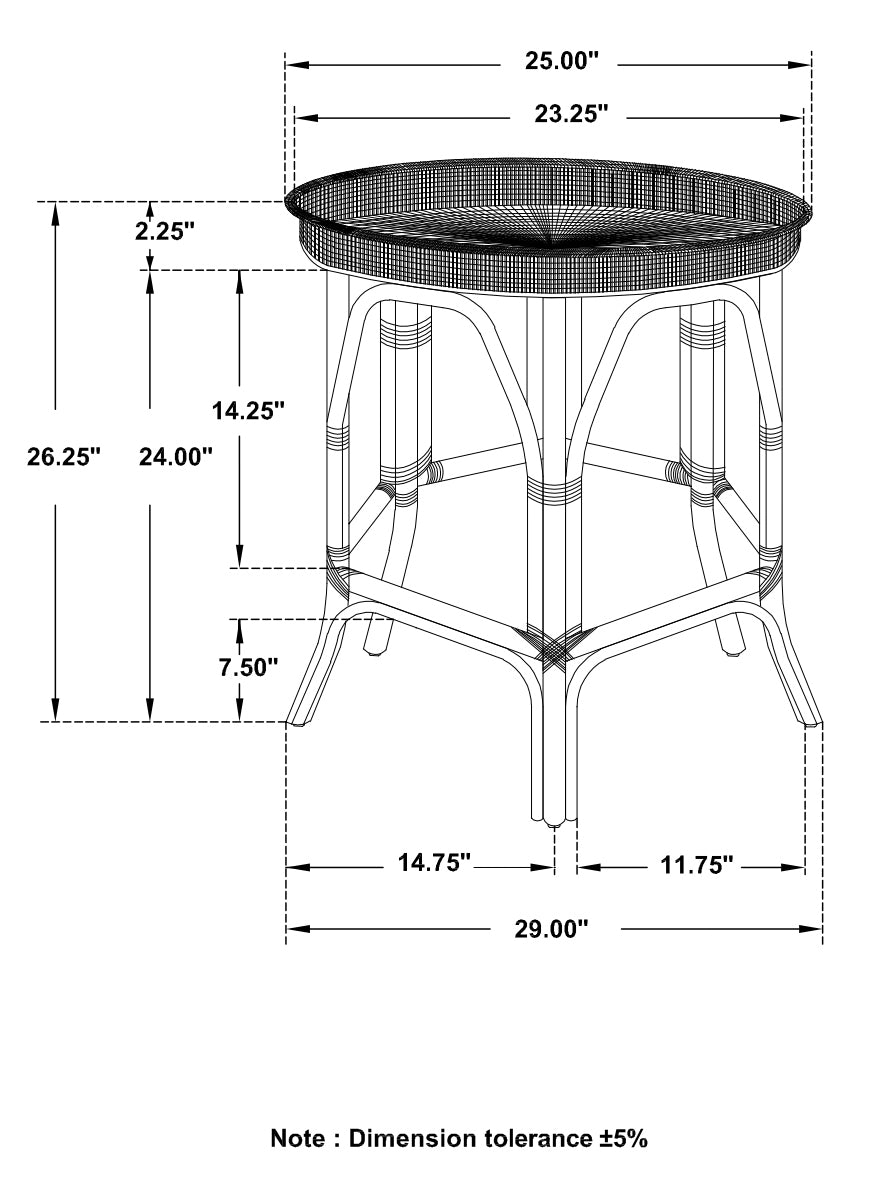 Antonio Round Rattan Tray Top Accent Table Natural