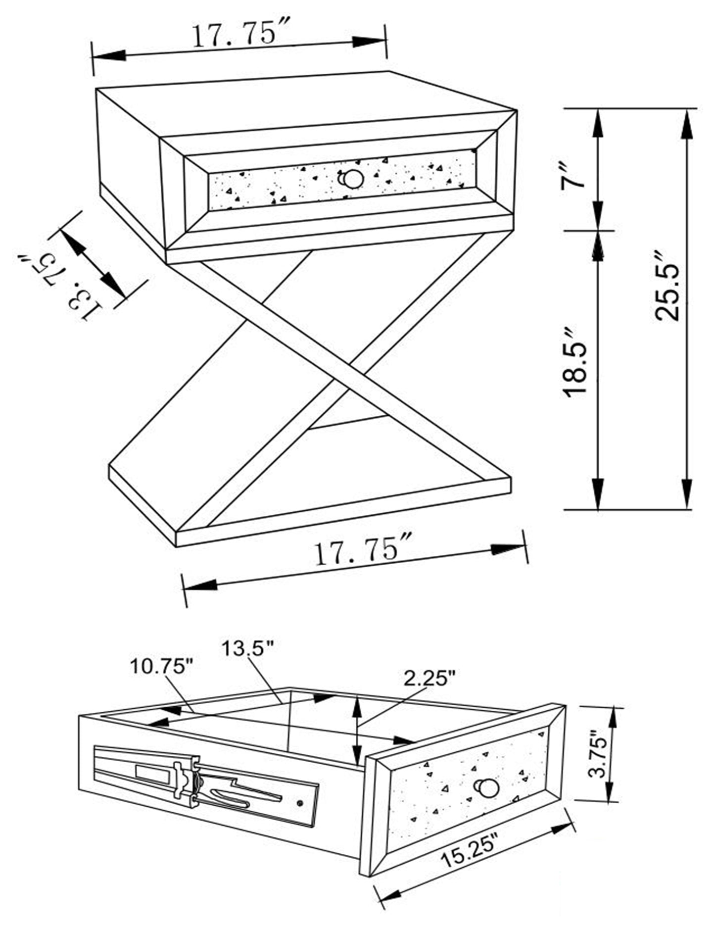 Hazel 1-drawer Accent Table Mirror