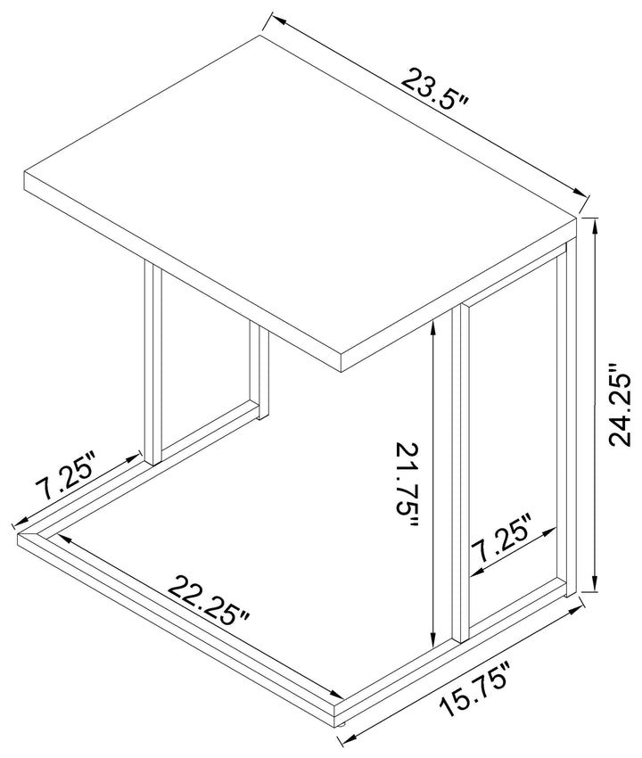 Rectangular Snack Table with Metal Base Natural and Chrome