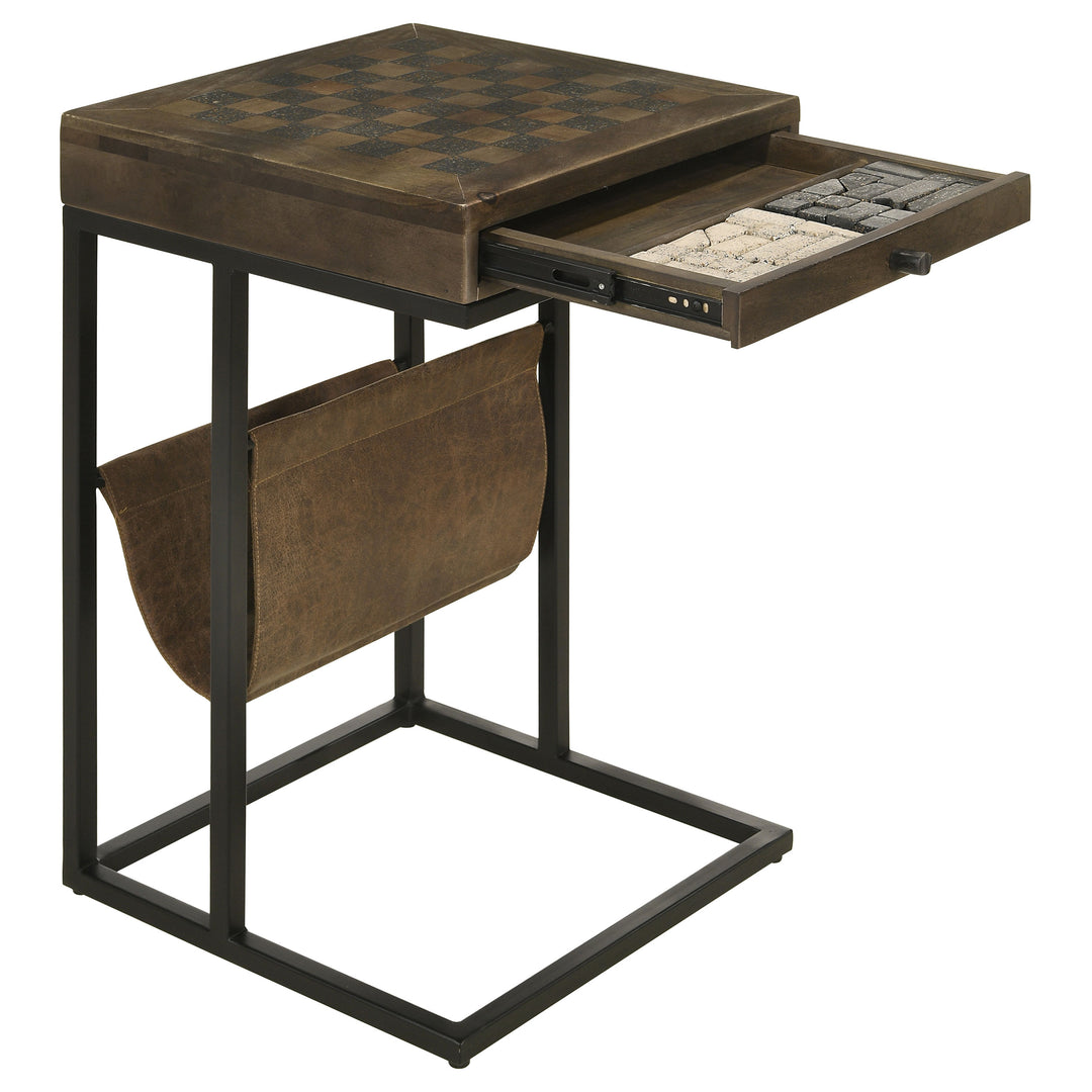 Chessie 1-drawer Square Side Table With Leatherette Sling Tobacco and Black