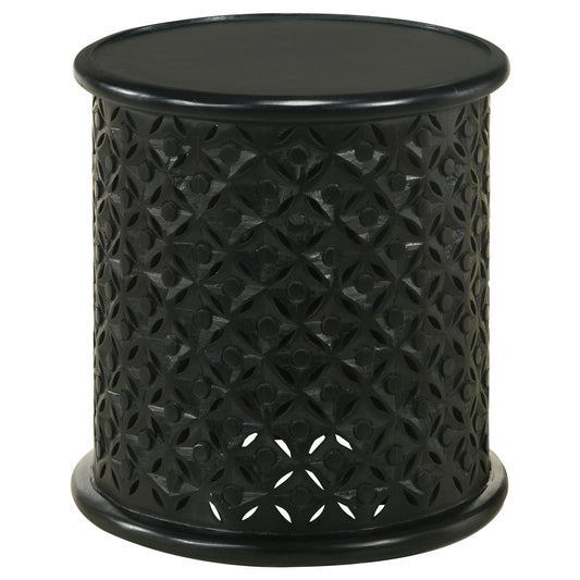 Krish 18-inch Round Accent Table Black Stain