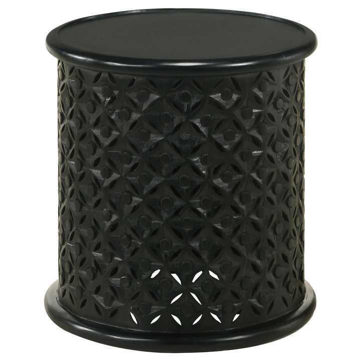 Krish 18-inch Round Accent Table Black Stain