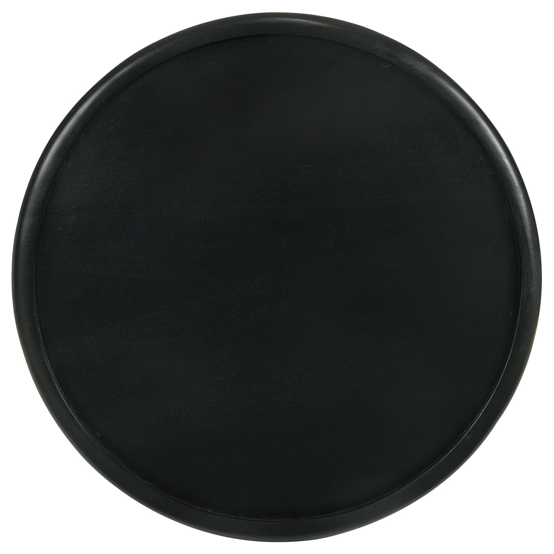 Krish 18-inch Round Accent Table Black Stain