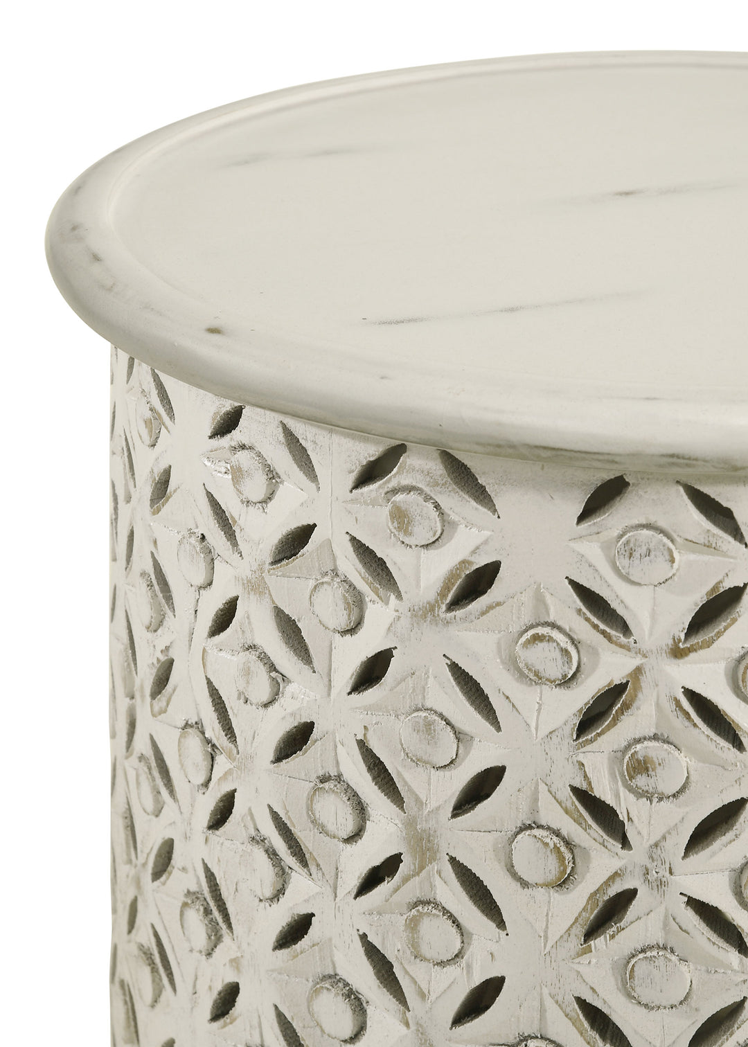 Krish 18-inch Round Accent Table White Washed