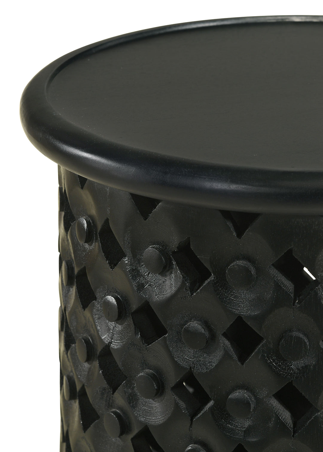 Krish 24-inch Round Accent Table Black Stain