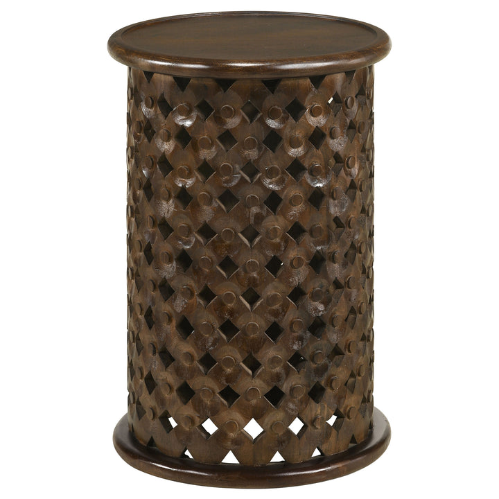 Krish 24-inch Round Accent Table Dark Brown