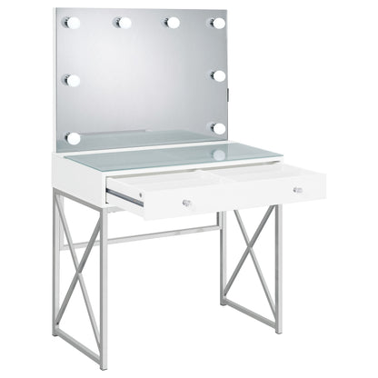 Eliza Vanity Set with Lighting & Stool White and Chrome