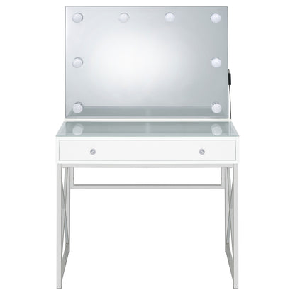 Eliza Vanity Set with Lighting & Stool White and Chrome