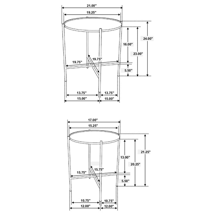 Malka 2-piece Round Nesting Table Dark Brown and Gold