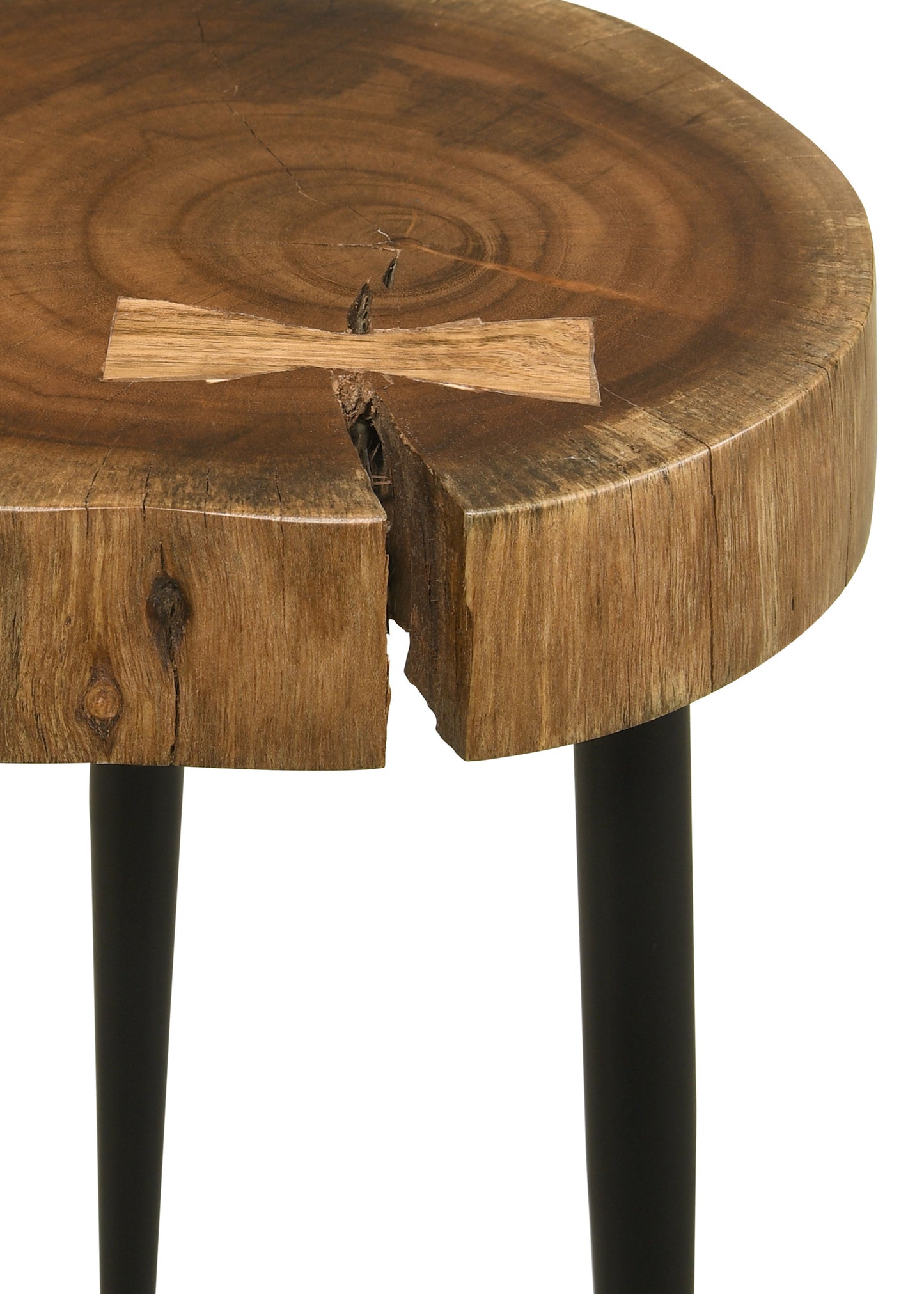 Keith Round Wood Top Side Table Natural and Black