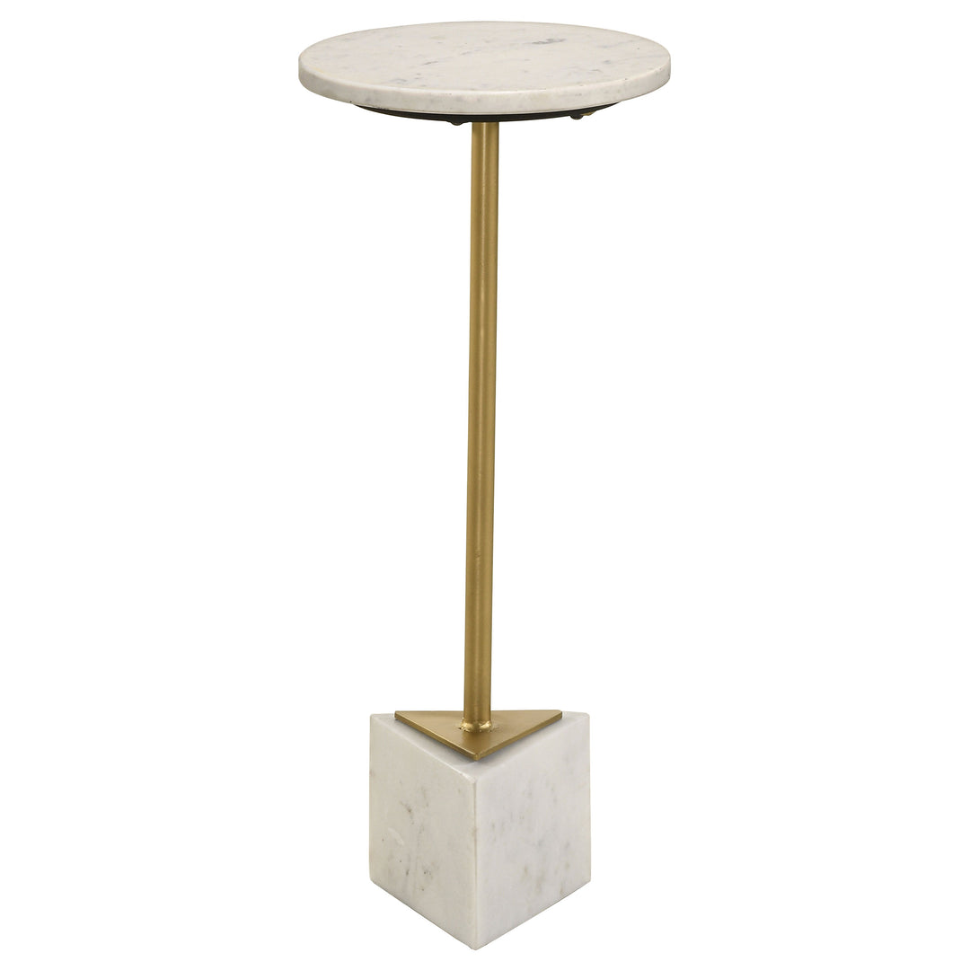 Fulcher Round Metal Side Table White and Gold