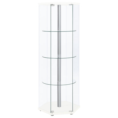 Zahavah 4-shelf Hexagon Shaped Curio Cabinet White and Clear