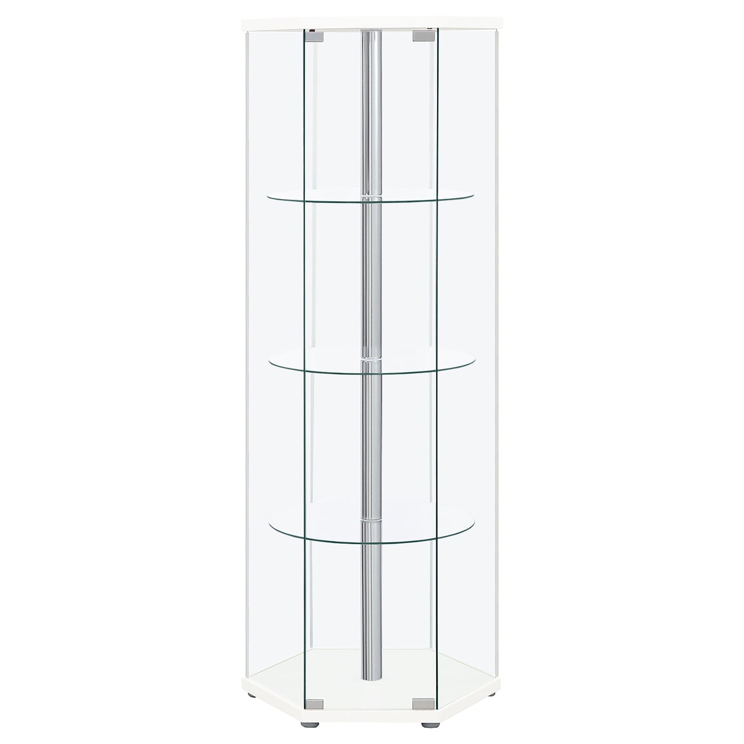 Zahavah 4-shelf Hexagon Shaped Curio Cabinet White and Clear