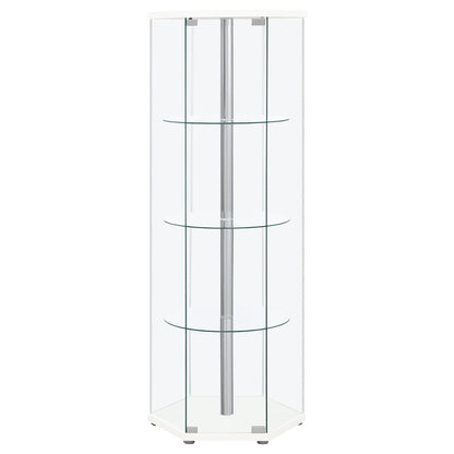 Zahavah 4-shelf Hexagon Shaped Curio Cabinet White and Clear